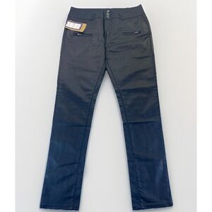 Top Trends Women Black Faux Leather Pants Moto Waist 34"‎ NWT Grunge Goth